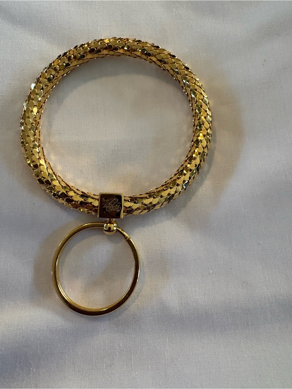 Gold Braided Keyring Bangle Bracelet